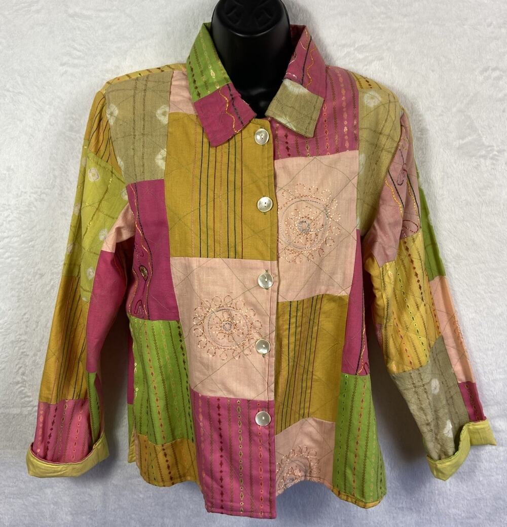 Vintage April Cornell Patchwork Jacket Women’s Embroidered Colorful Small